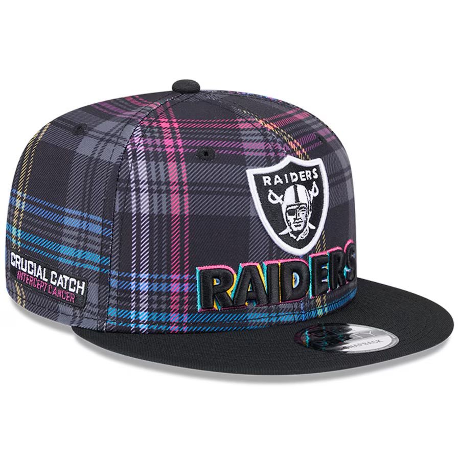 Las Vegas Raiders Men’s New Era Black 2024 NFL Crucial Catch Plaid 9FIFTY Snapback Hat