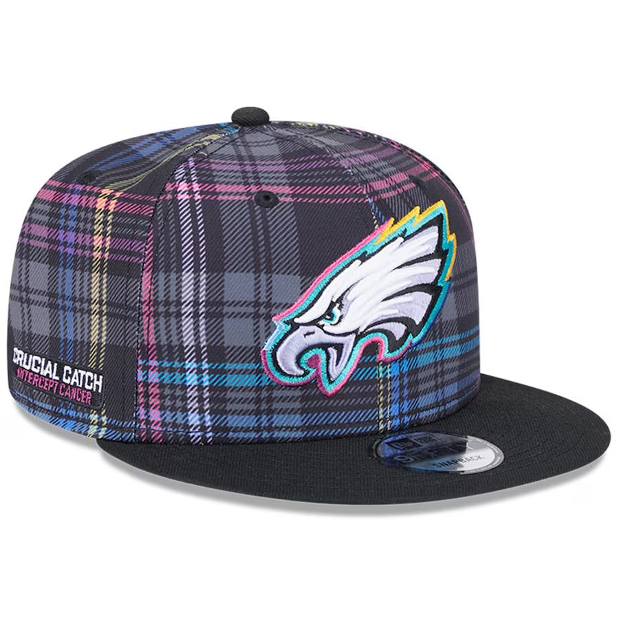 Philadelphia Eagles Men’s New Era Black 2024 NFL Crucial Catch Plaid 9FIFTY Snapback Hat