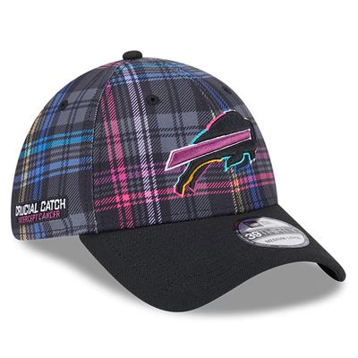 Buffalo Bills Men's New Era Black 2024 NFL Crucial Catch Plaid 39THIRTY Flex Hat