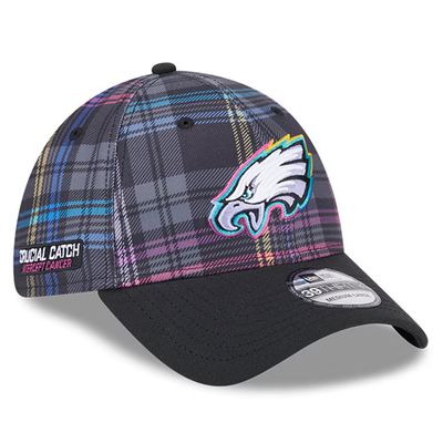 Philadelphia Eagles Men's New Era Black 2024 NFL Crucial Catch Plaid 39THIRTY Flex Hat