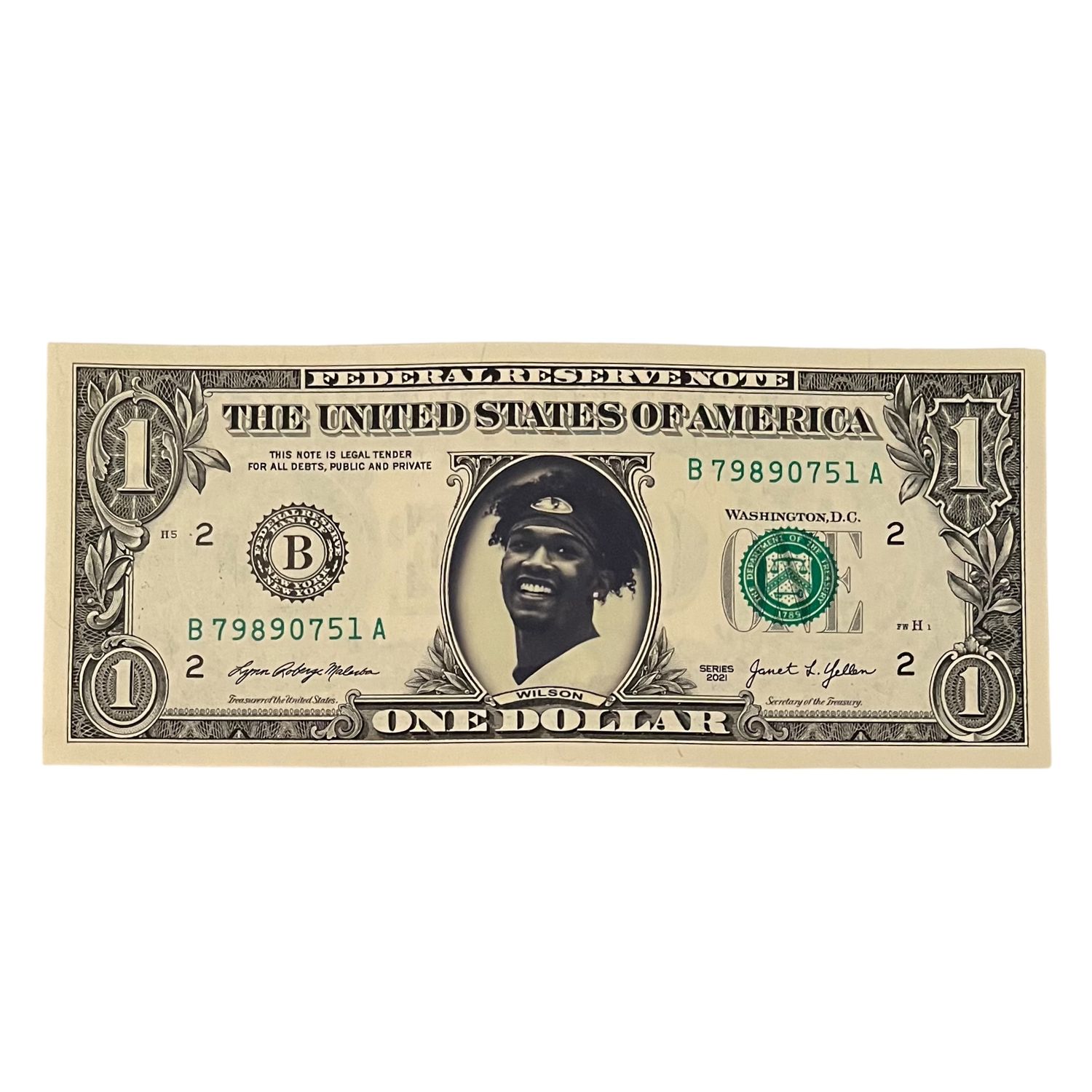 Garrett Wilson Famous Face Dollar Bill