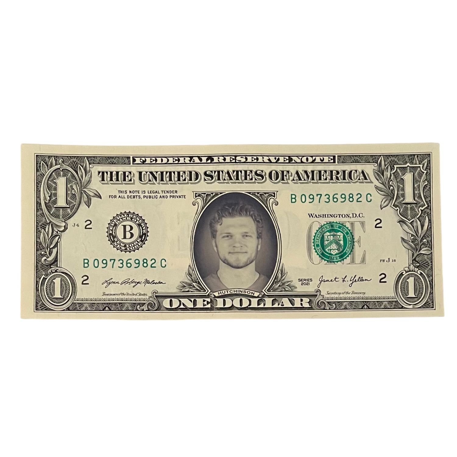 Aidan Hutchinson Famous Face Dollar Bill