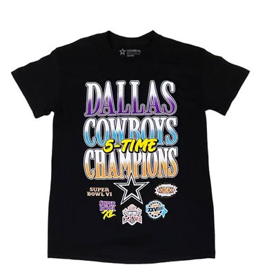 Dallas Cowboys Men’s Black Fanatics 5-Time SB Champions T-Shirt Dallas Cowboys Men’s Black Fanatics 5-Time SB Champions T-Shirt