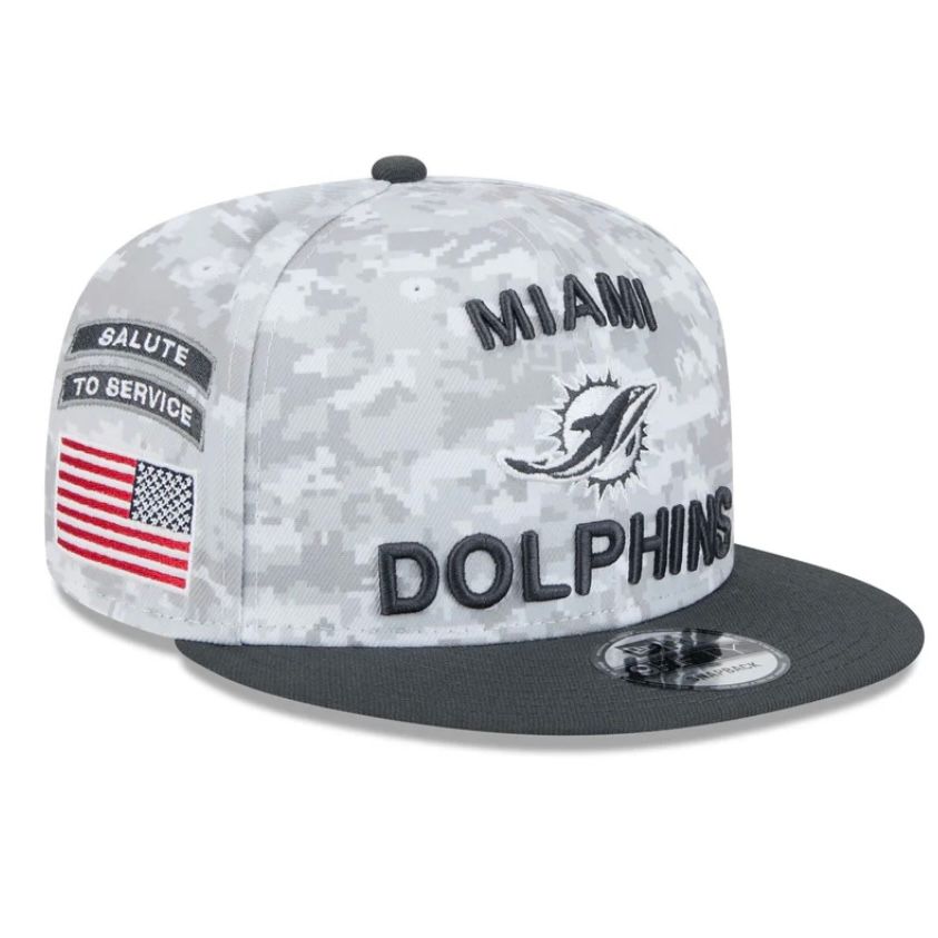 Miami Dolphins Men's 2024 New Era Salute To Service 9FIFTY Snapback Hat