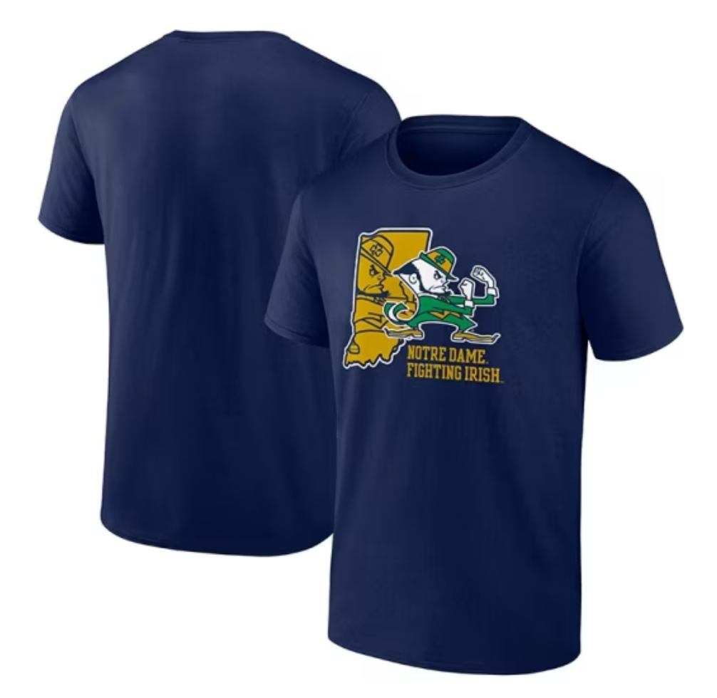 Notre Dame Fighting Irish Men’s Navy Blue Fanatics State Lock In T-Shirt
