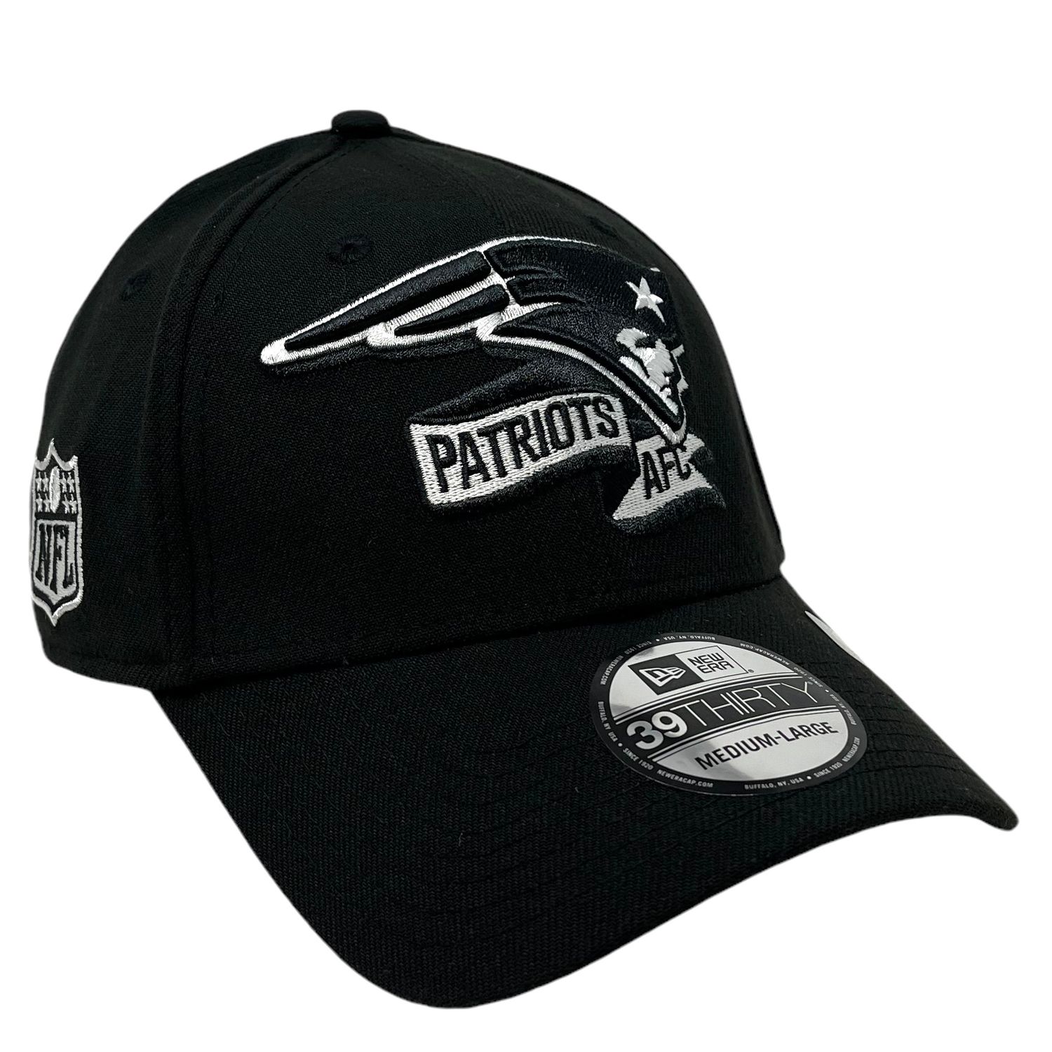 New England Patriots Men’s Black New Era 39Thirty  Sideline Official Coach Flex Fit Hat