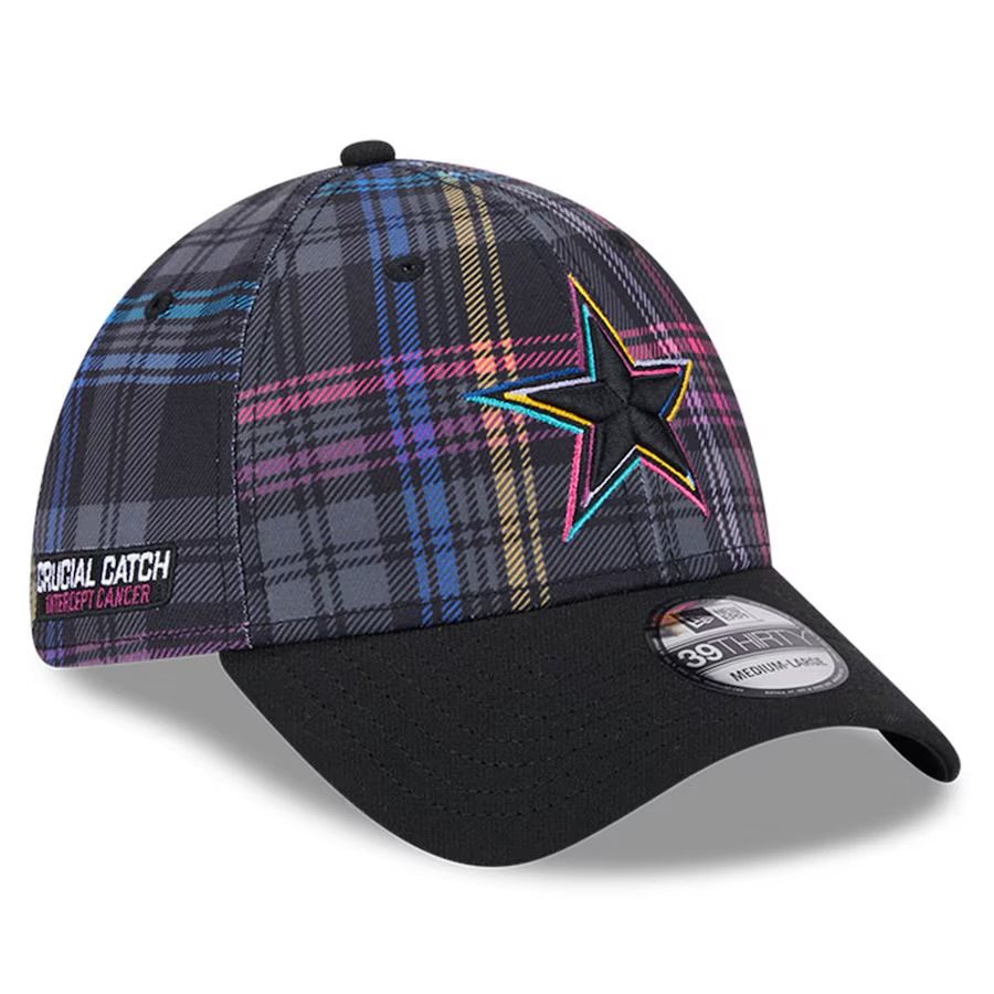 Dallas Cowboys Men's New Era Black 2024 NFL Crucial Catch Plaid 39THIRTY Flex Hat