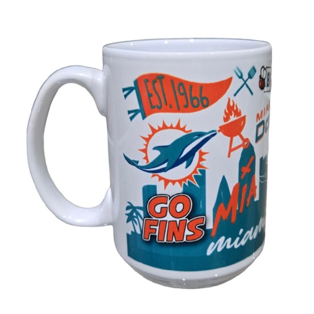 Miami Dolphins White City Connect 15oz Coffee Mug