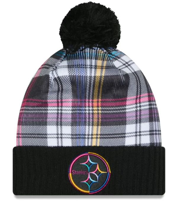 Pittsburgh Steelers Men’s Black New Era 2024 NFL Crucial Catch Cuffed Pom Knit Hat