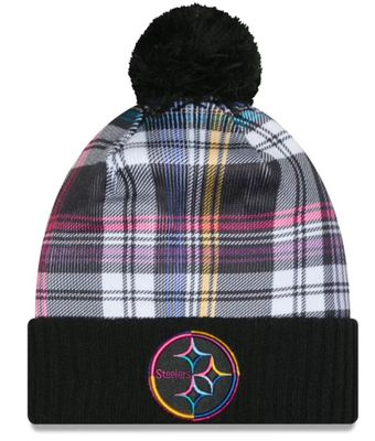 Pittsburgh Steelers Men’s Black New Era 2024 NFL Crucial Catch Cuffed Pom Knit Hat