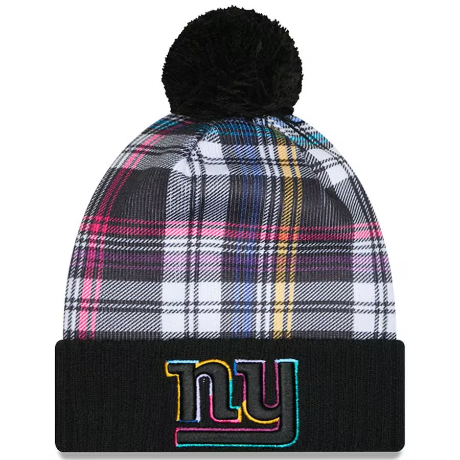 New York Giants Men’s Black New Era 2024 NFL Crucial Catch Cuffed Pom Knit Hat