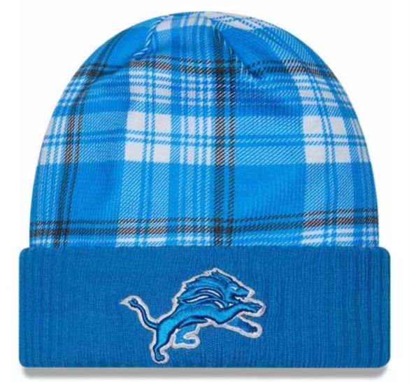 Detroit Lions Men's Blue 2024 New Era Sideline Statement Cuffed Knit Hat