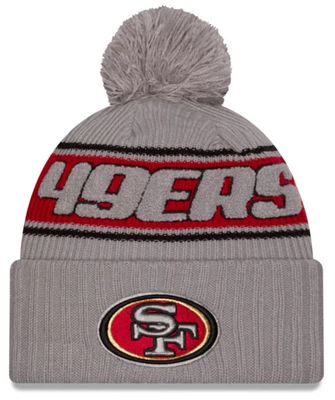 San Francisco 49ers Men’s Gray 2024 New Era Sideline Cuffed Pom Knit Hat