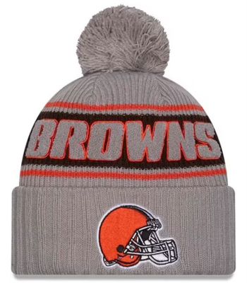 Cleveland Browns Men’s Gray 2024 New Era Sideline Cuffed Pom Knit Hat