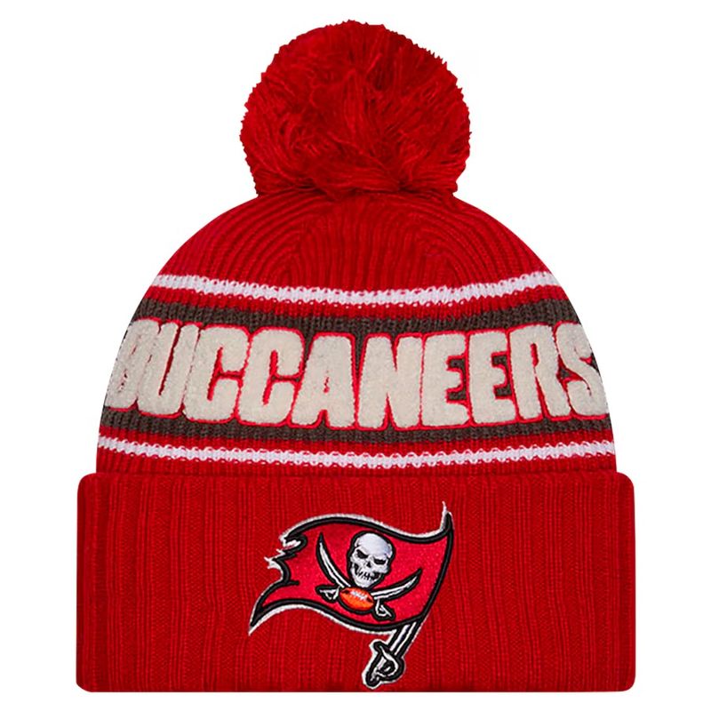 Tampa Bay Buccaneers Men’s Red 2024 New Era Sideline Cuffed Pom Knit Hat