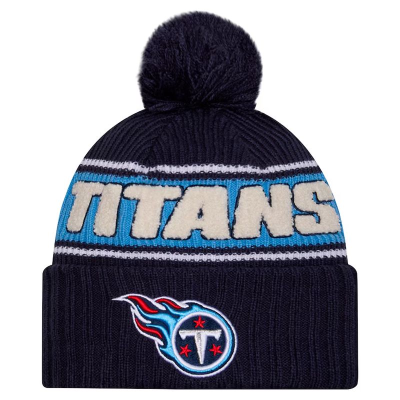 Tennessee Titans Men’s Blue 2024 New Era Sideline Cuffed Pom Knit Hat