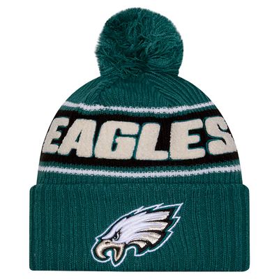 Philadelphia Eagles Men’s Green 2024 New Era Sideline Cuffed Pom Knit Hat