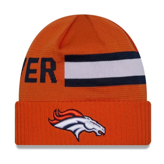 Denver Broncos Men's Orange 2024 New Era Sideline Tech Cuffed Knit Hat