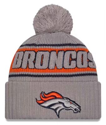 Denver Broncos Men’s Gray 2024 New Era Sideline Cuffed Pom Knit Hat