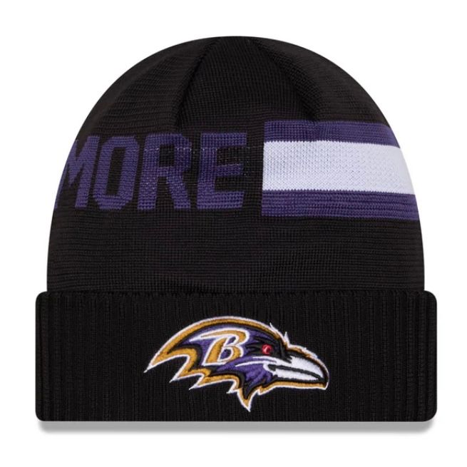 Baltimore Ravens Men's Black 2024 New Era Sideline Tech Cuffed Knit Hat