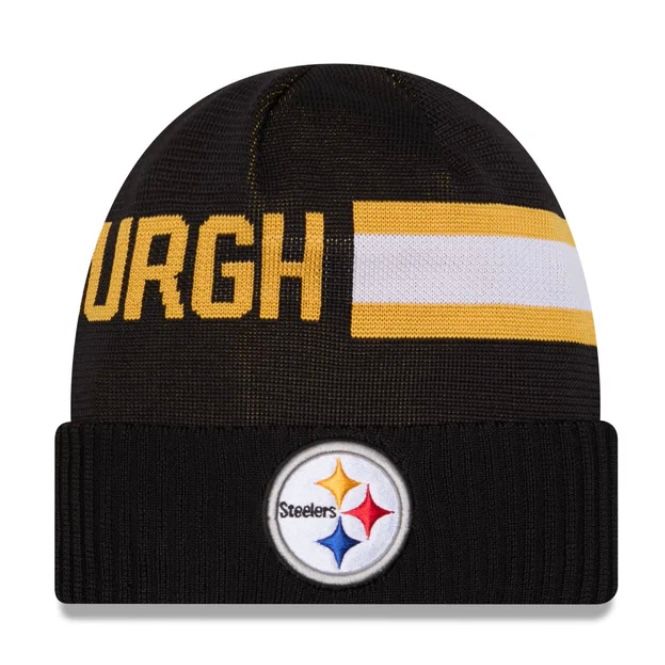Pittsburgh Steelers Men's Black 2024 New Era Sideline Tech Cuffed Knit Hat