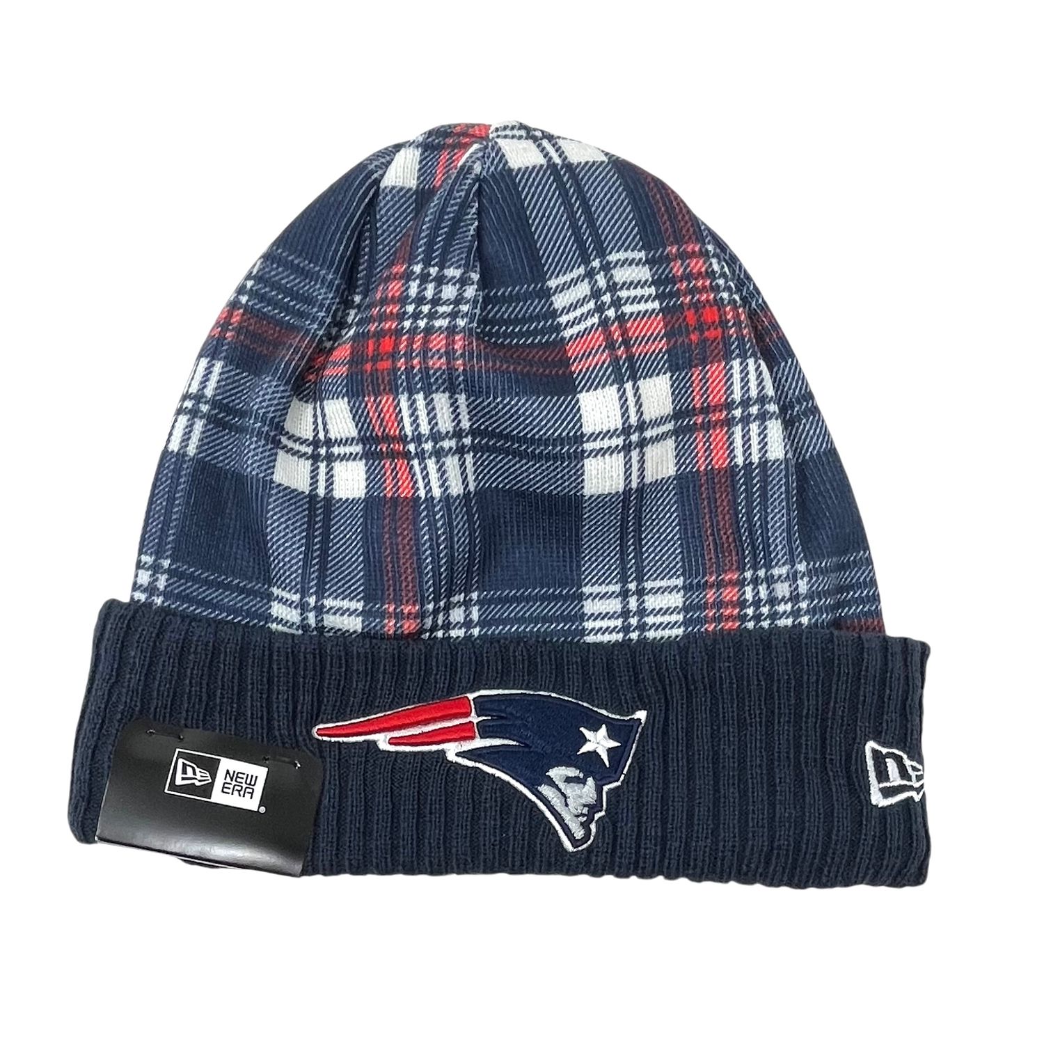 New England Patriots Men's Blue 2024 New Era Sideline Statement Cuffed Knit Hat