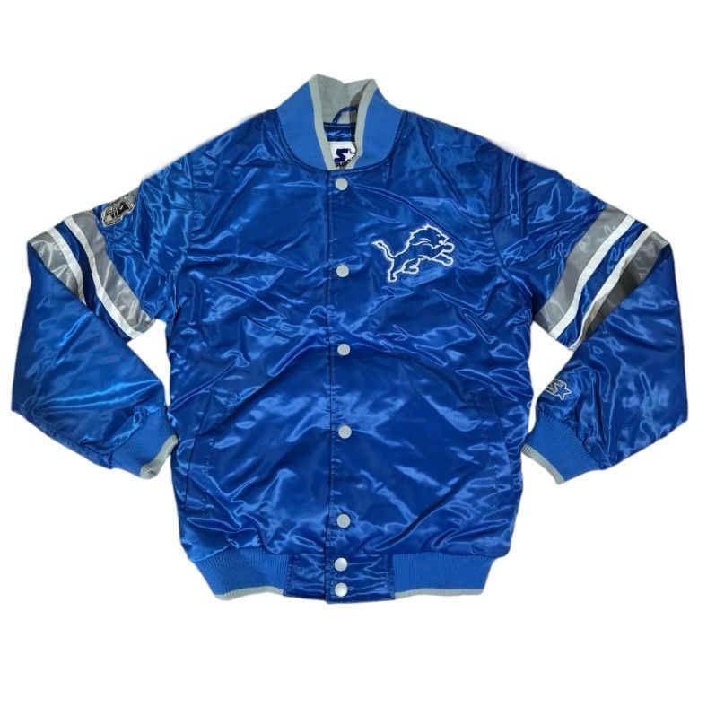 Detroit Lions Men’s Blue Starter Satin Full-Snap Jacket