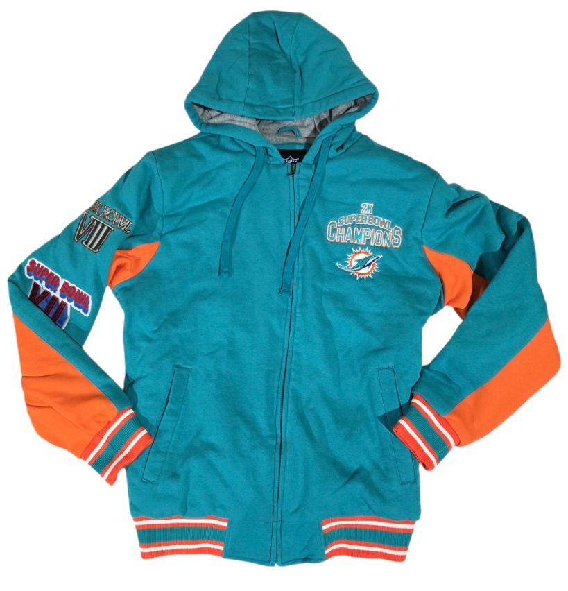 Miami Dolphins Men’s Aqua 2X Super Bowl Champs Full Zip Hooded Jacket
