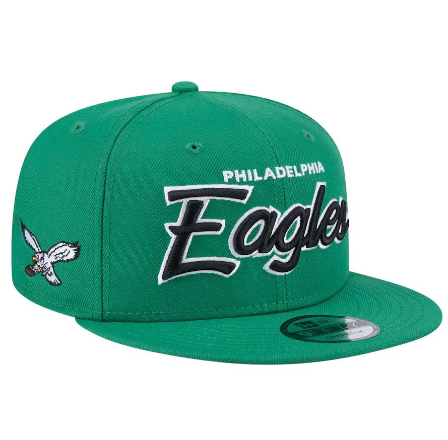 Philadelphia Eagles Men’s Historic Kelly Green Script New Era 9Fifty Snapback Hat