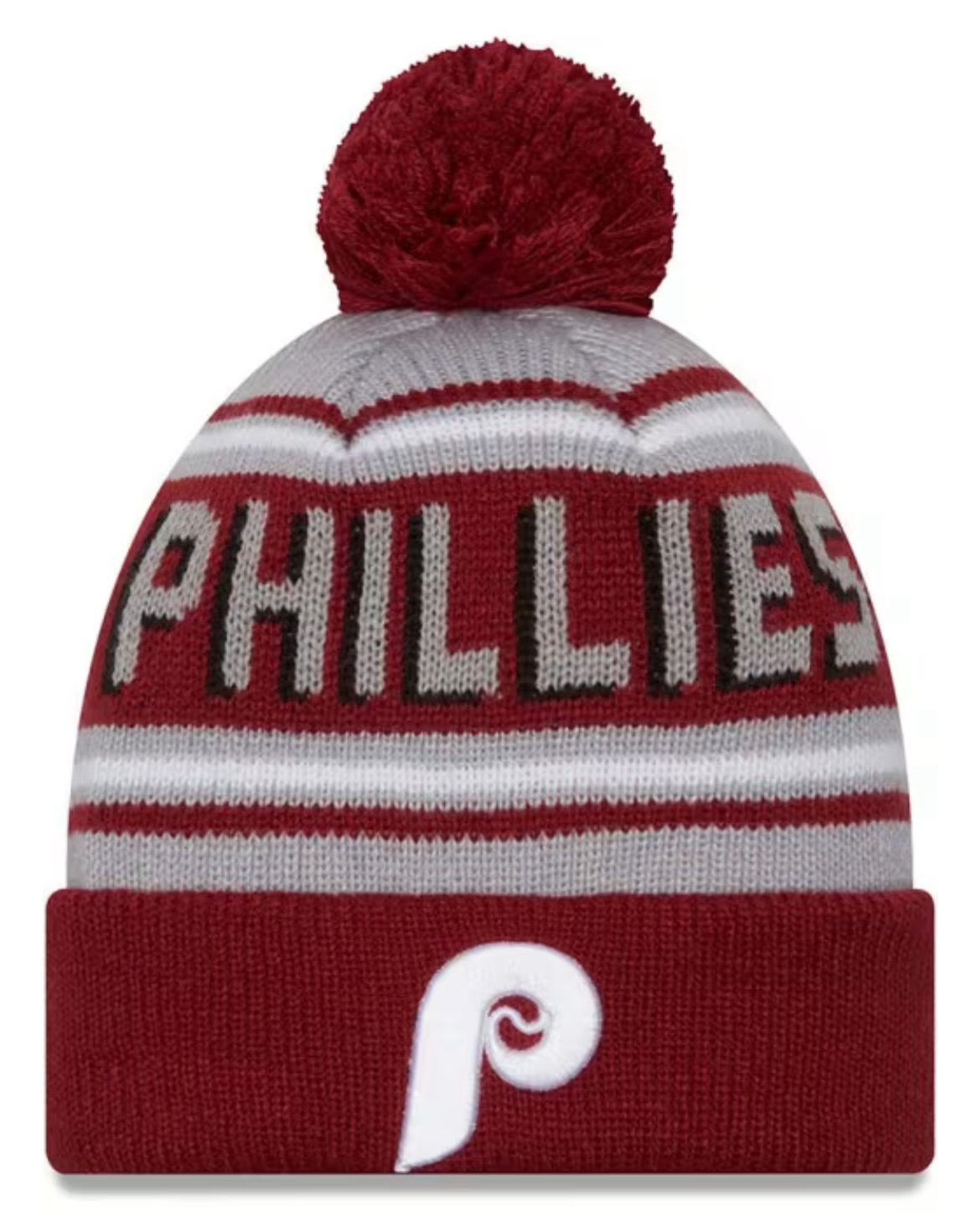 Philadelphia Phillies Men's New Era Cheer Cuffed Pom Knit Hat