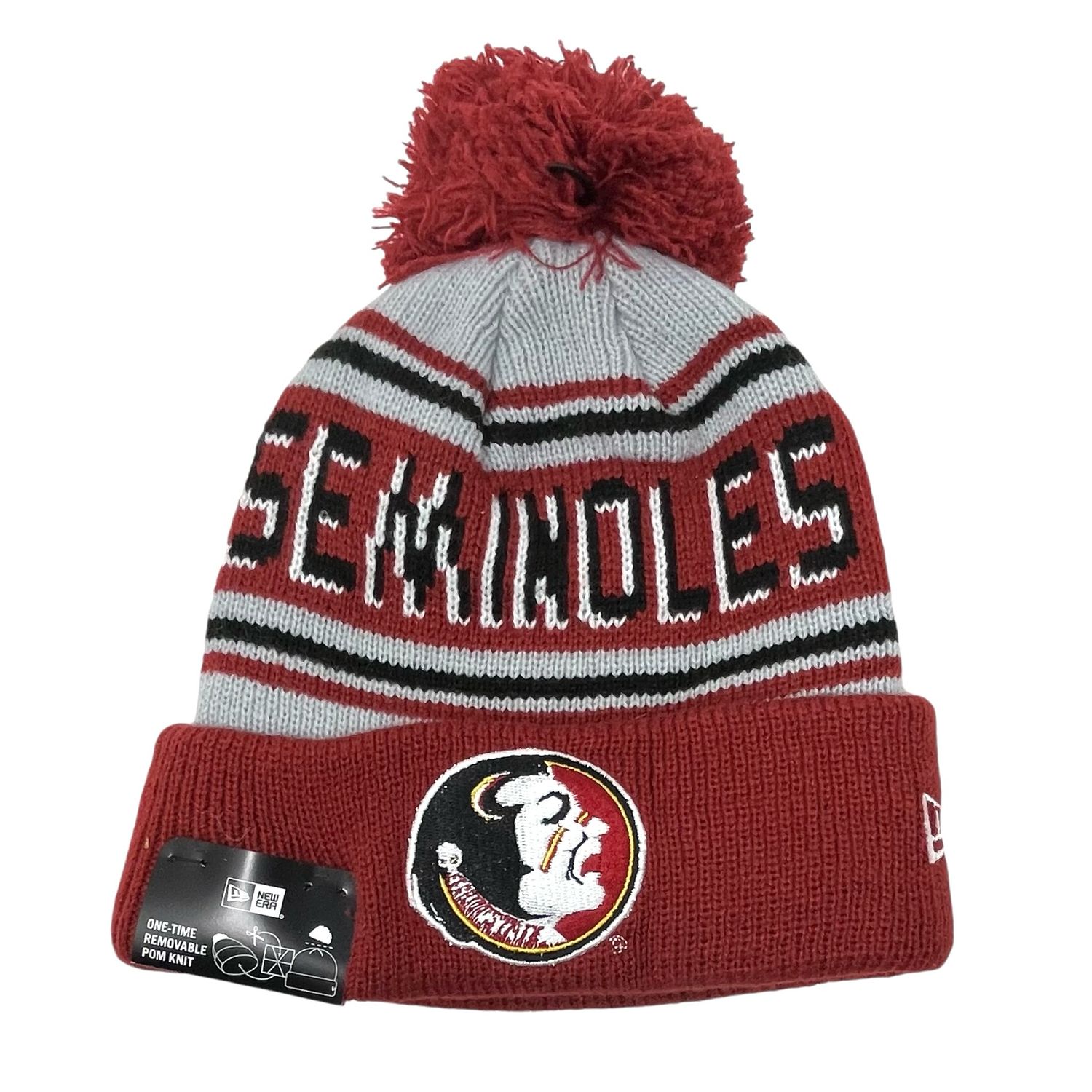 Florida State Seminoles Men's New Era Cheer Cuffed Pom Knit Hat