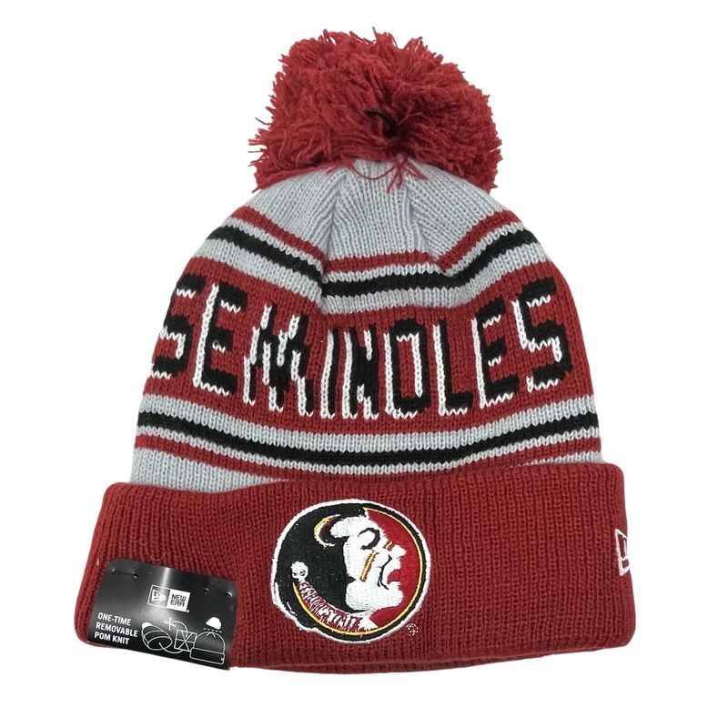 Florida State Seminoles Men's New Era Cheer Cuffed Pom Knit Hat