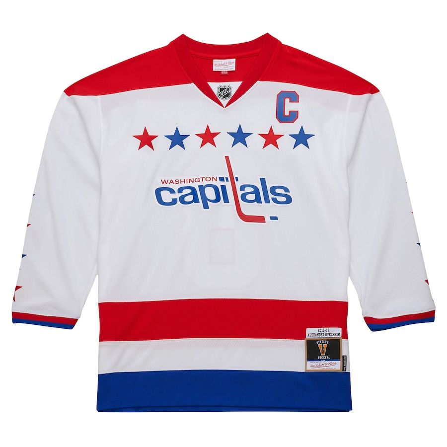 Washington Capitals Alexander Ovechkin 2012-13 Men’s White Mitchell & Ness Blue Line Player Jersey