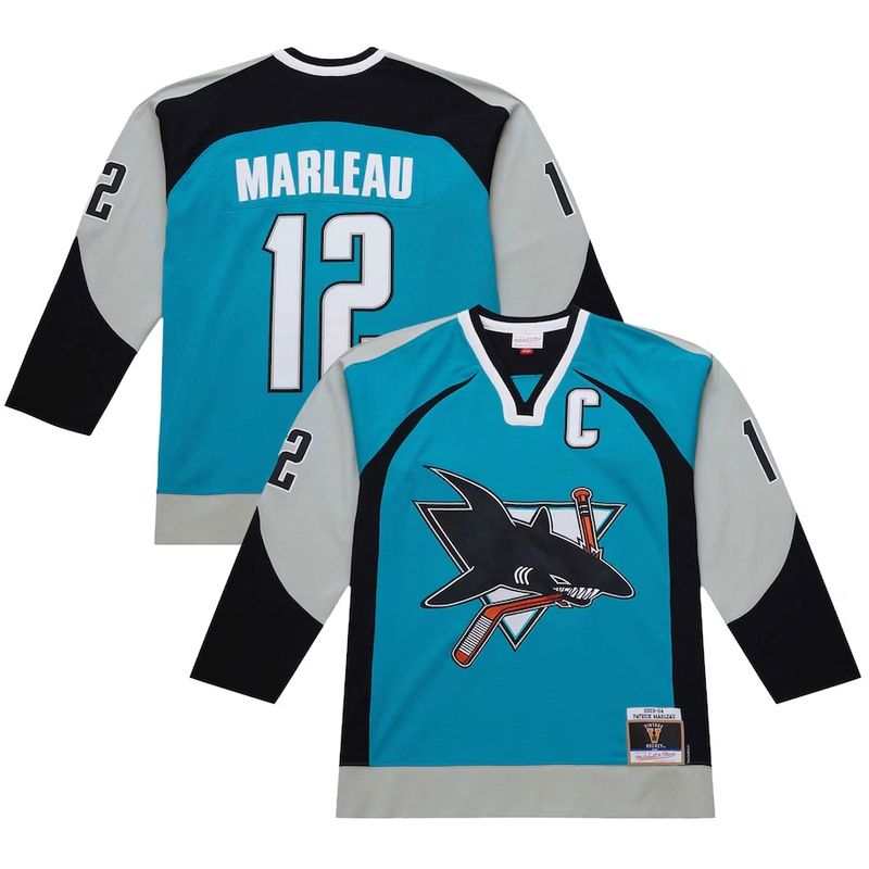 San Jose Sharks Patrick Marleau 2003-04 Men’s Teal Mitchell & Ness Blue Line Player Jersey