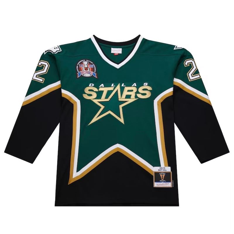 Dallas Stars Brett Hull 1998-99 Men’s Green Mitchell & Ness Blue Line Player Jersey
