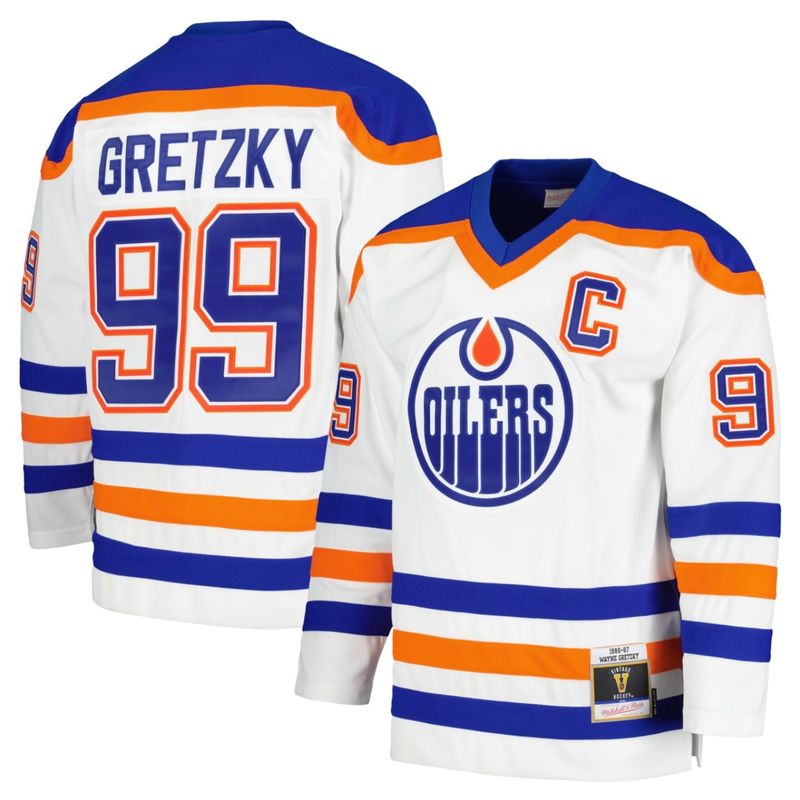 Edmonton Oilers Wayne Gretzky 1986-87 Men’s White Mitchell & Ness Blue Line Player Jersey