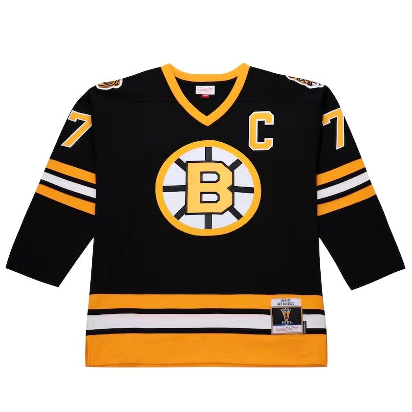 Boston Bruins Ray Bourque 1989-90 Men’s Black Mitchell & Ness Blue Line Player Jersey