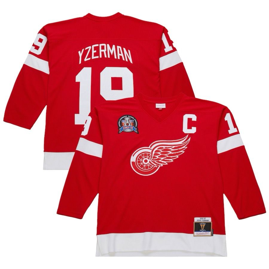 Detroit Red Wings Steve Yzerman 1996-97 Men’s Red Mitchell & Ness Blue Line Player Jersey