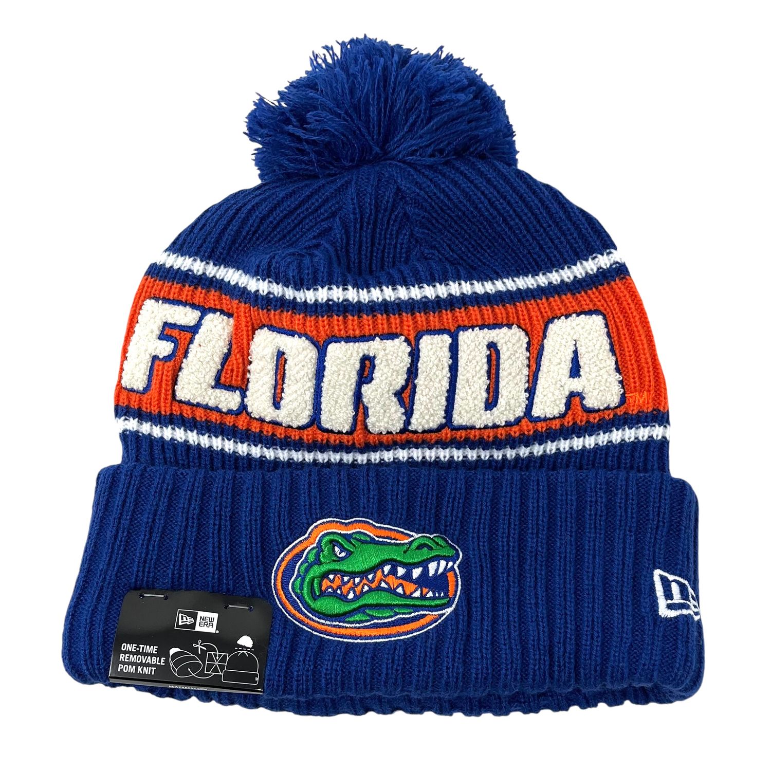 Florida Gators Men’s Blue 2024 New Era Sideline Cuffed Pom Knit Hat