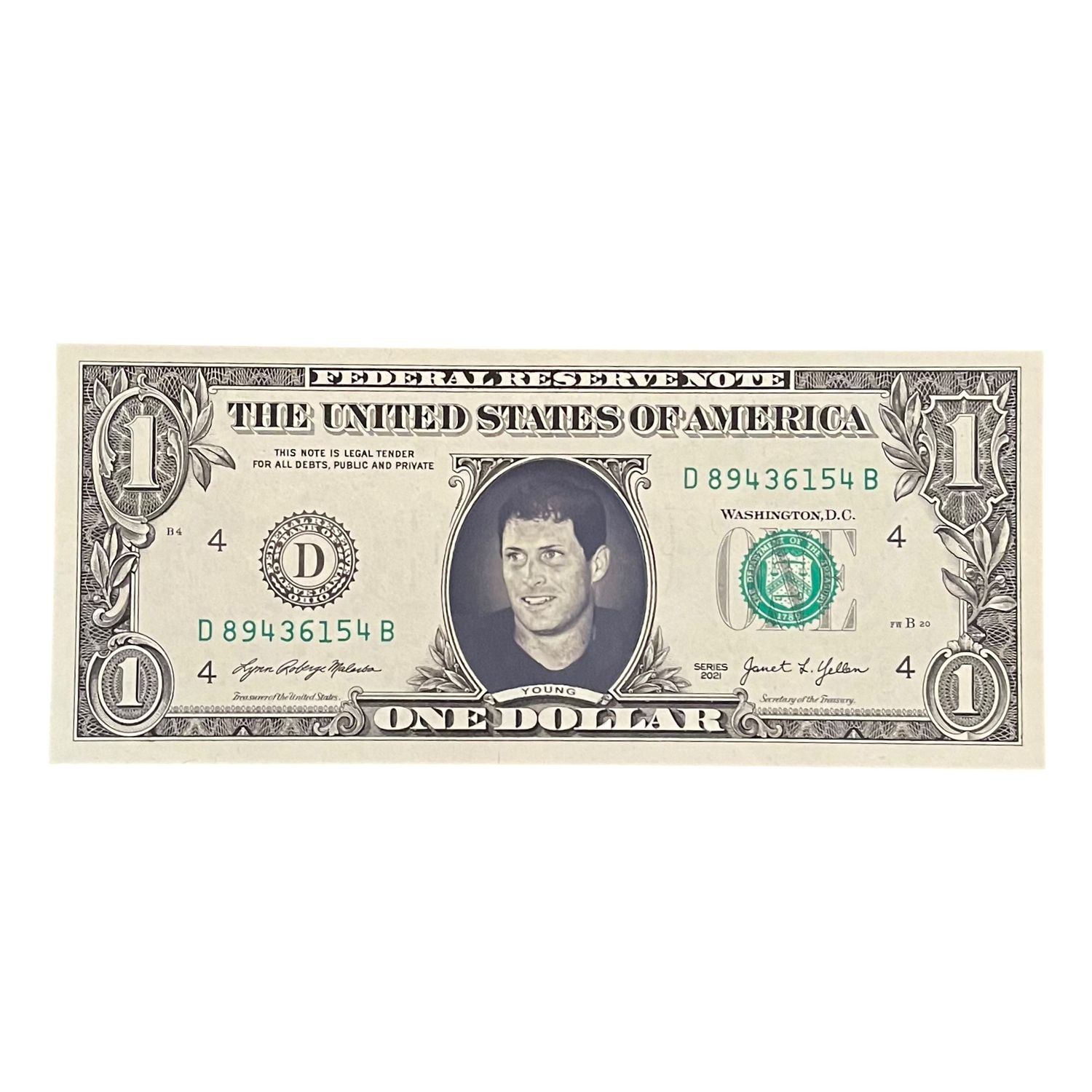 Steve Young Famous Face Dollar Bill