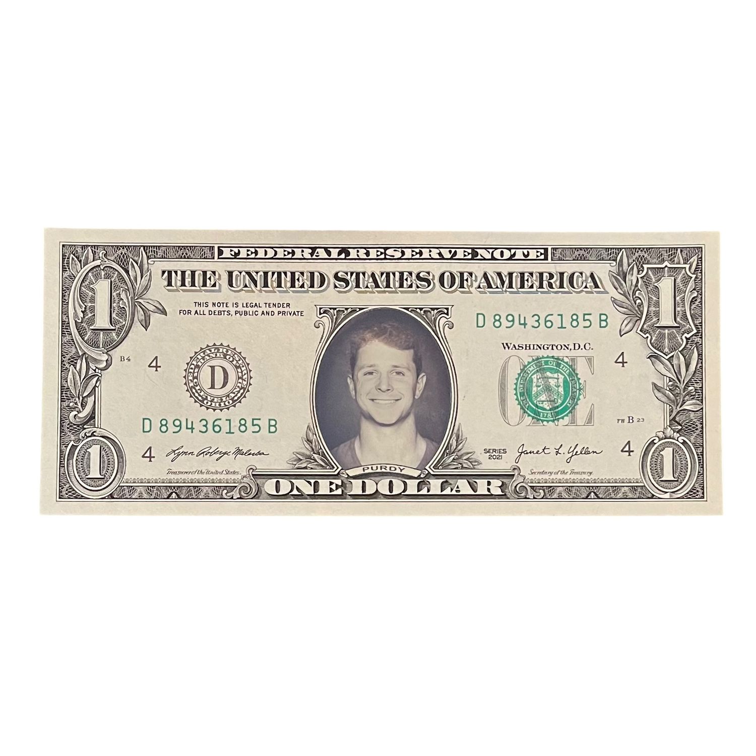 Brock Purdy Famous Face Dollar Bill