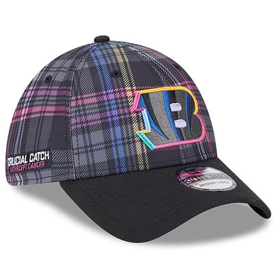 Cincinnati Bengals Men's New Era Black 2024 NFL Crucial Catch Plaid 39THIRTY Flex Hat