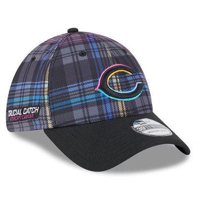 Chicago Bears Men's New Era Black 2024 NFL Crucial Catch Plaid 39THIRTY Flex Hat