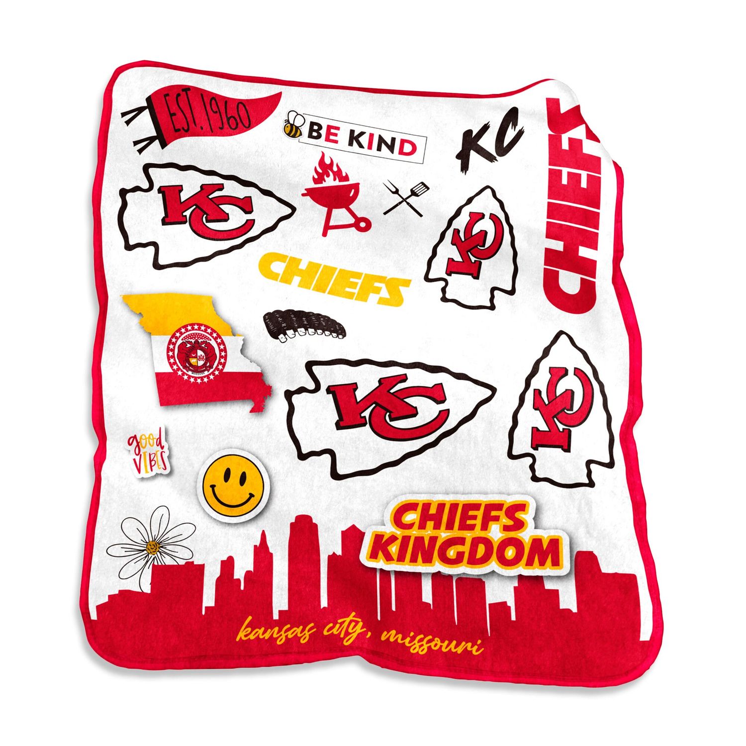 Kansas City Chiefs 60'' x 70'' Native Plush Raschel Throw Blanket