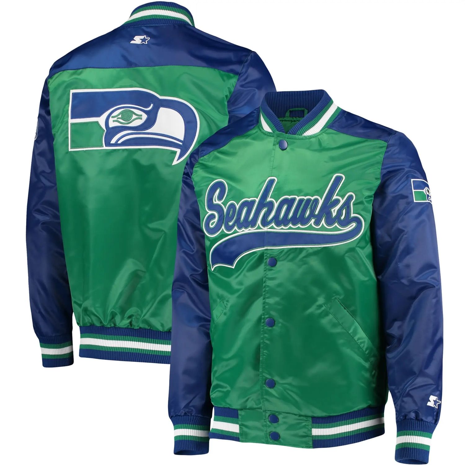 Seattle Seahawks Men's Starter Football Players Satin Varsity Full-Snap Jacket
