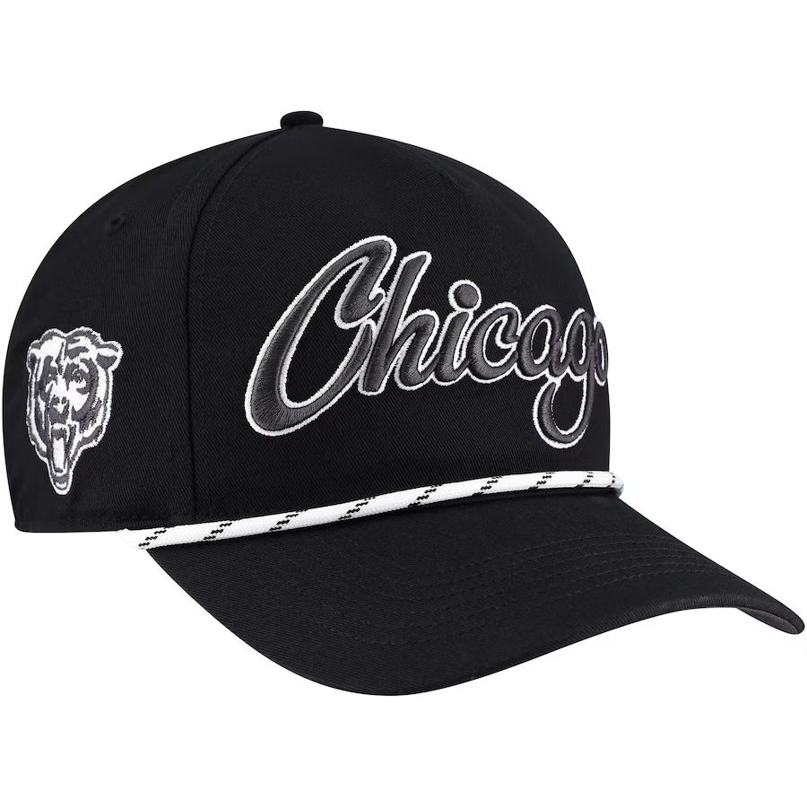 Chicago Bears Men’s Black Overhand Script 47 Hitch Snapback Hat