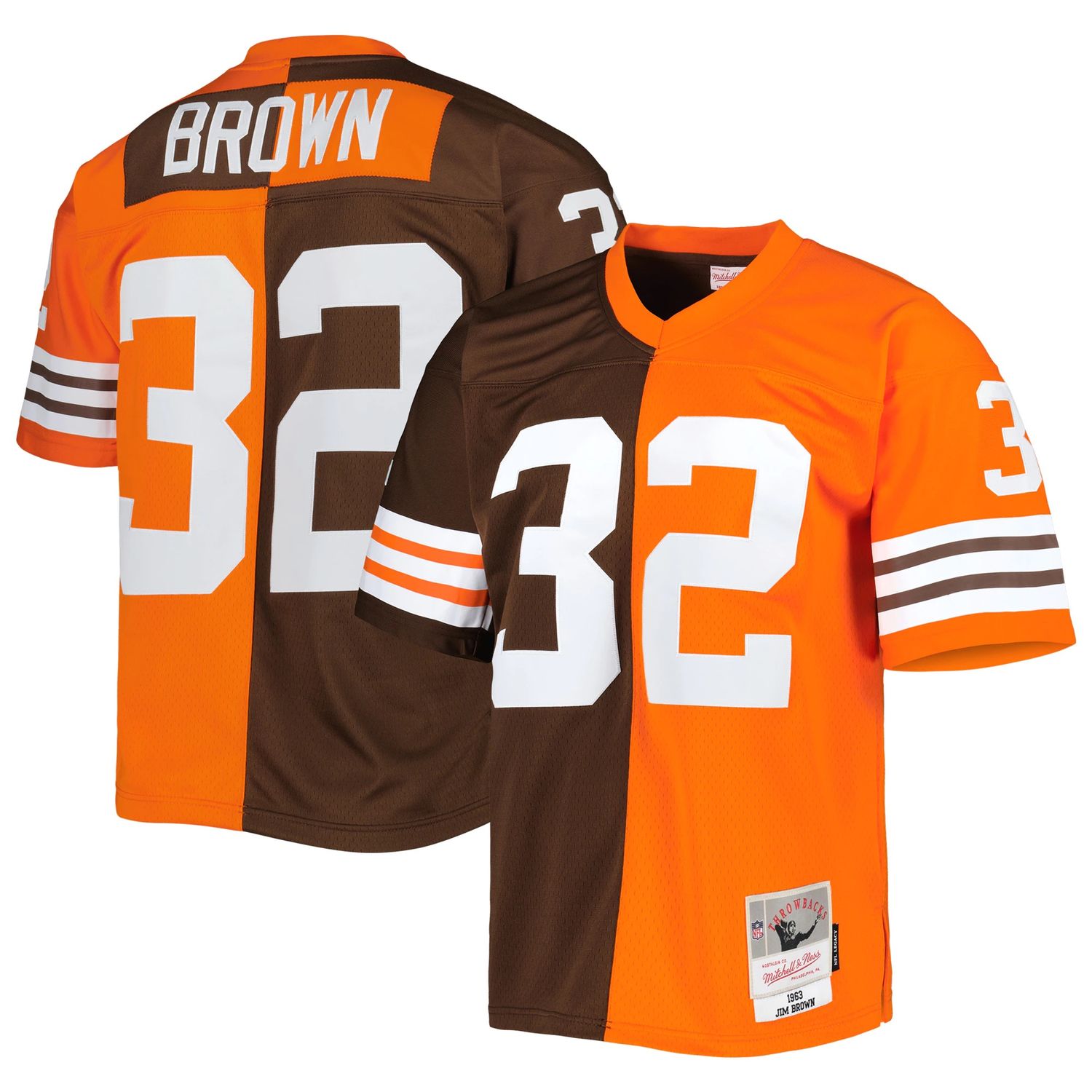 Cleveland Browns Jim Brown 1963 Split Men's Mitchell & Ness Legacy Jersey