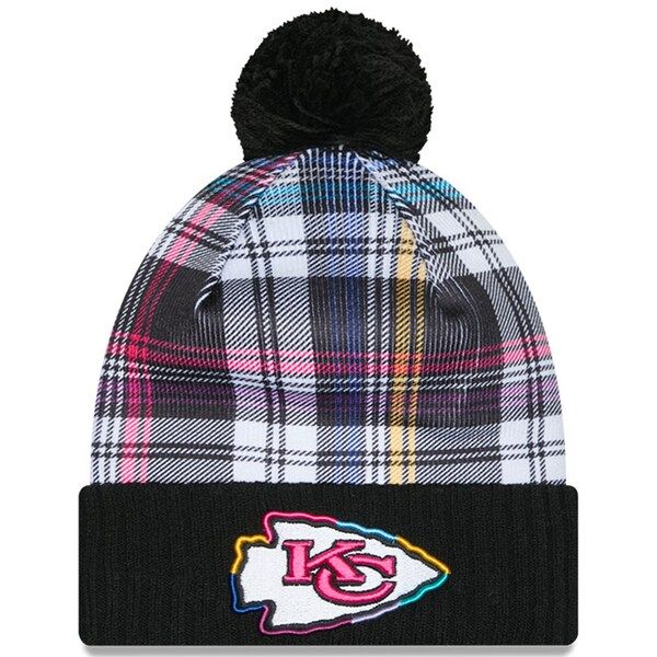 Kansas City Chiefs Men’s Black New Era 2024 NFL Crucial Catch Cuffed Pom Knit Hat