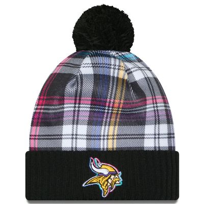 Minnesota Vikings Men’s Black New Era 2024 NFL Crucial Catch Cuffed Pom Knit Hat