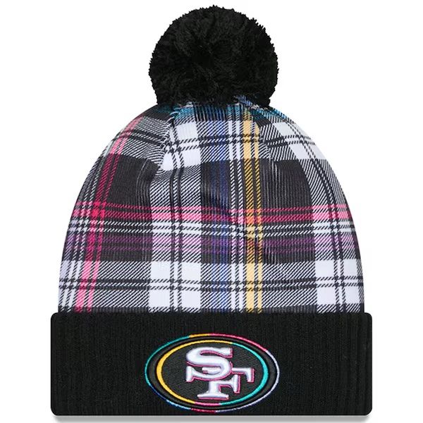 San Francisco 49ers Men’s Black New Era 2024 NFL Crucial Catch Cuffed Pom Knit Hat